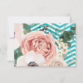 5x3.5 R.S.V.P. Kaart Geometrisch Roos Chevron Blau (Achterkant)