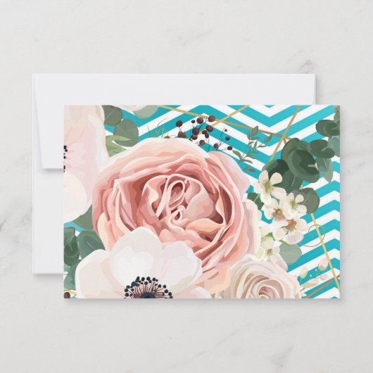 5x3.5 R.S.V.P. Kaart Geometrisch Roos Chevron Blau (Achterkant)