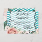 5x3.5 R.S.V.P. Kaart Geometrisch Roos Chevron Blau (Voorkant / Achterkant)