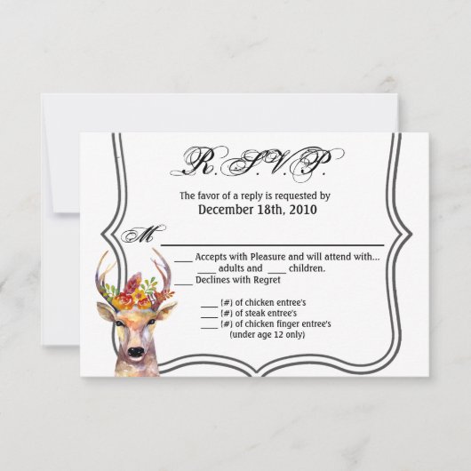5x3.5 R.S.V.P. Kaart Geometrische boho hert Buck H (Voorkant)