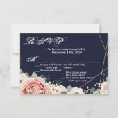 5x3.5 R.S.V.P. Kaart Geometrische Tuin Roos Navy B (Voorkant)