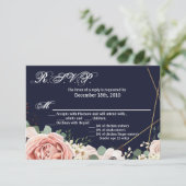 5x3.5 R.S.V.P. Kaart Geometrische Tuin Roos Navy B (Staand voorkant)