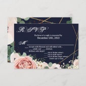 5x3.5 R.S.V.P. Kaart Geometrische Tuin Roos Navy B (Voorkant / Achterkant)