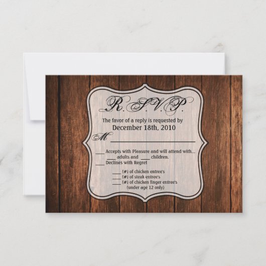 5x3.5 R.S.V.P. Kaart Schuur Hout Landelijk Rustiek (Voorkant)