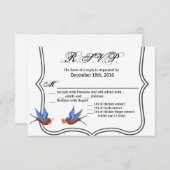 5x3.5 R.S.V.P. Kaart Traditional Bird Tattoo Sparr (Voorkant / Achterkant)
