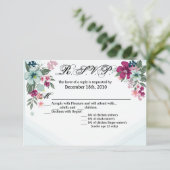 5x3.5 R.S.V.P. Kaart Tropische Bloem op Blue Ombre (Staand voorkant)