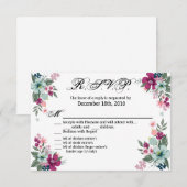 5x3.5 R.S.V.P. Kaart Tropische bloemen op wit (Voorkant / Achterkant)