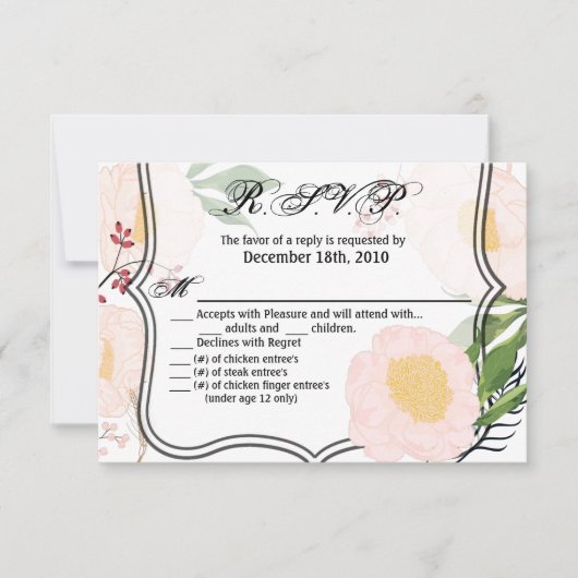 5x3.5 R.S.V.P. Kaart Wit Bloemen op Wit (Voorkant)