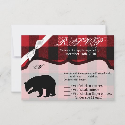 5x3.5 R.S.V.P. Kaart XMAS Red Buffalo Plaid Beer (Voorkant)