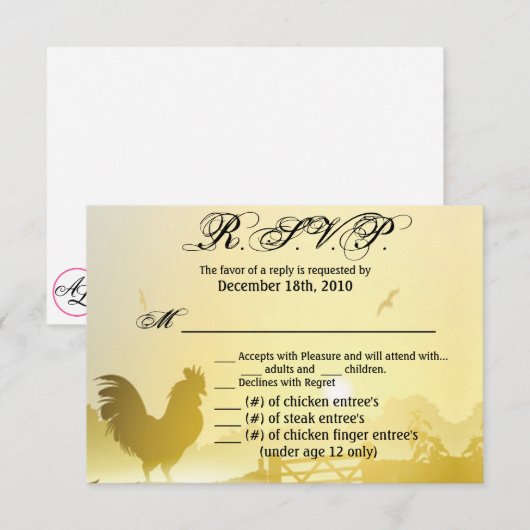 5x3.5 R.S.V.P. Kaart XMAS Sunny Morning Boerderij  (Voorkant / Achterkant)