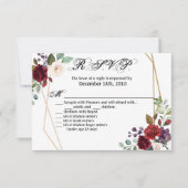 5x3.5 R.S.V.P. Kaart XMAS White Roses Gold Geometr (Voorkant)