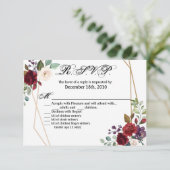 5x3.5 R.S.V.P. Kaart XMAS White Roses Gold Geometr (Staand voorkant)