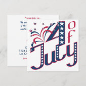 5x5 4th of Juli Uitnodiging (Voorkant / Achterkant)