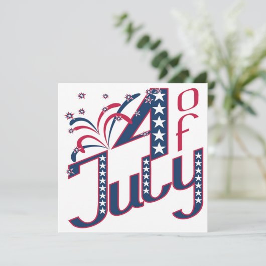5x5 4th of Juli Uitnodiging (Staand voorkant)
