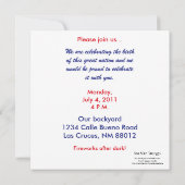 5x5 4th van juli Feestuitnodiging Kaart (Achterkant)