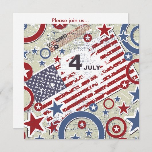 5x5 4th van juli Feestuitnodiging Kaart (Voorkant / Achterkant)