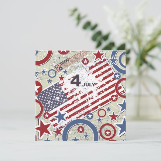 5x5 4th van juli Feestuitnodiging Kaart (Staand voorkant)