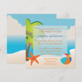 5x5 Beach Party Verjaardagsfeestje Uitnodiging (Voorkant / Achterkant)