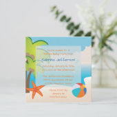 5x5 Beach Party Verjaardagsfeestje Uitnodiging (Staand voorkant)