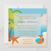 5x5 Beach Party Verjaardagsfeestje Uitnodiging (Voorkant)