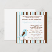 5x5 Blue Boy Woodland Bird Baby shower Invitation Kaart (Voorkant / Achterkant)
