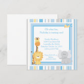 5x5 Blue Oerwoud 1st Birthday Uitnodiging (Voorkant / Achterkant)
