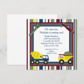 5x5 Bouwnijverheid Eerste 1e verjaardag Uitnodigin Kaart (Voorkant / Achterkant)