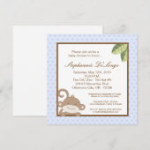 5x5 Boy Blue Monkey Baby shower Uitnodiging (Voorkant / Achterkant)