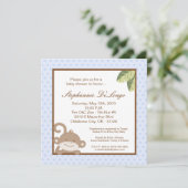5x5 Boy Blue Monkey Baby shower Uitnodiging (Staand voorkant)