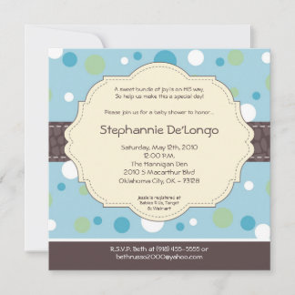 5x5 Boy Blue Polkadot Poke Baby shower Kaart