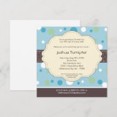 5x5 Boy Blue Polkadot Poke Birthday Uitnodiging (Voorkant / Achterkant)