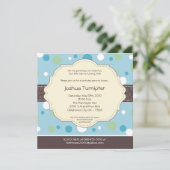 5x5 Boy Blue Polkadot Poke Birthday Uitnodiging (Staand voorkant)