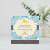 5x5 Boy Rubber Duck Duckie Baby shower Uitnodiging (Staand voorkant)