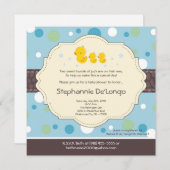 5x5 Boy TWIN Rubber Duck Baby shower Uitnodiging (Voorkant / Achterkant)