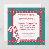 5x5 Candy Cane Stripes on Blauwgroen Invitation Kaart (Voorkant / Achterkant)
