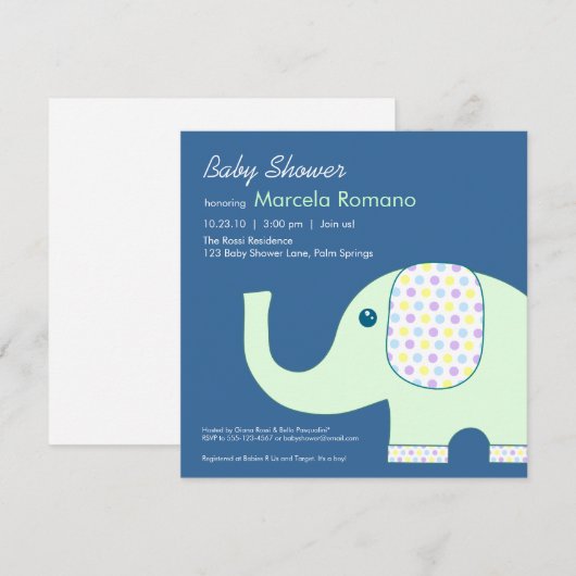 5x5 Elephant Baby Shower Invitations Kaart (Voorkant / Achterkant)
