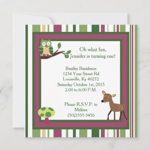 5x5 Enchanted Forest 1st Birthday Invitation Kaart