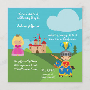 5x5 Fairytale Castle Birthday Party Invitation Kaart