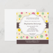 5x5 Girl Pink Polkadot Poke Baby shower Uitnodigin Kaart (Voorkant / Achterkant)