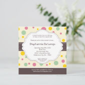 5x5 Girl Pink Polkadot Poke Baby shower Uitnodigin Kaart (Staand voorkant)