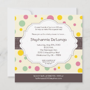 5x5 Girl Pink Polkadot Poke Baby shower Uitnodigin Kaart