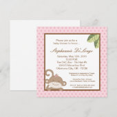 5x5 Girly Pink Monkey Baby shower Uitnodiging (Voorkant / Achterkant)