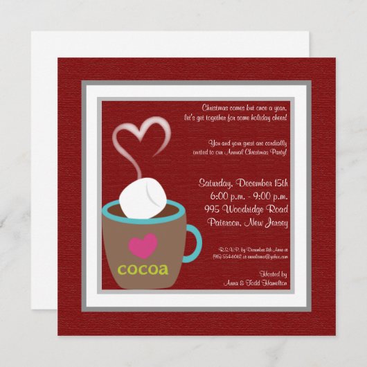 5x5 Hot Cup Coco-uitnodiging Kaart (Voorkant / Achterkant)