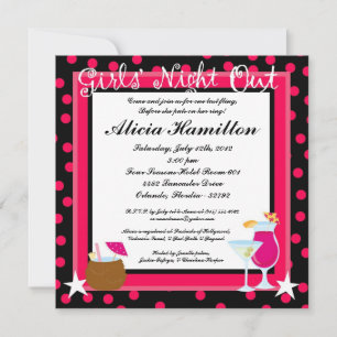 5x5 Hot Pink Cocktails Bachelorette uitnodiging