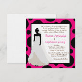 5x5 Hot Pink Pok-a-Dot bruiloft uitnodiging (Voorkant / Achterkant)