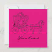 5x5 Hot Roze Carriage Bruiloft uitnodiging (Voorkant)