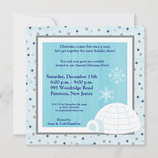 5x5 Igloo Baby Blue Invitation Kaart (Voorkant)