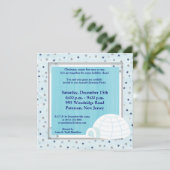 5x5 Igloo Baby Blue Invitation Kaart (Staand voorkant)