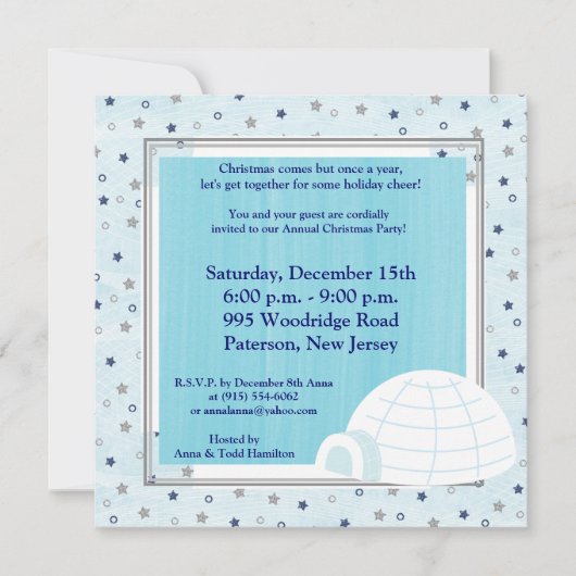 5x5 Igloo Baby Blue Invitation Kaart (Voorkant)