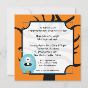 5x5 Kleine Monsters Halloween Feestuitnodiging Kaart